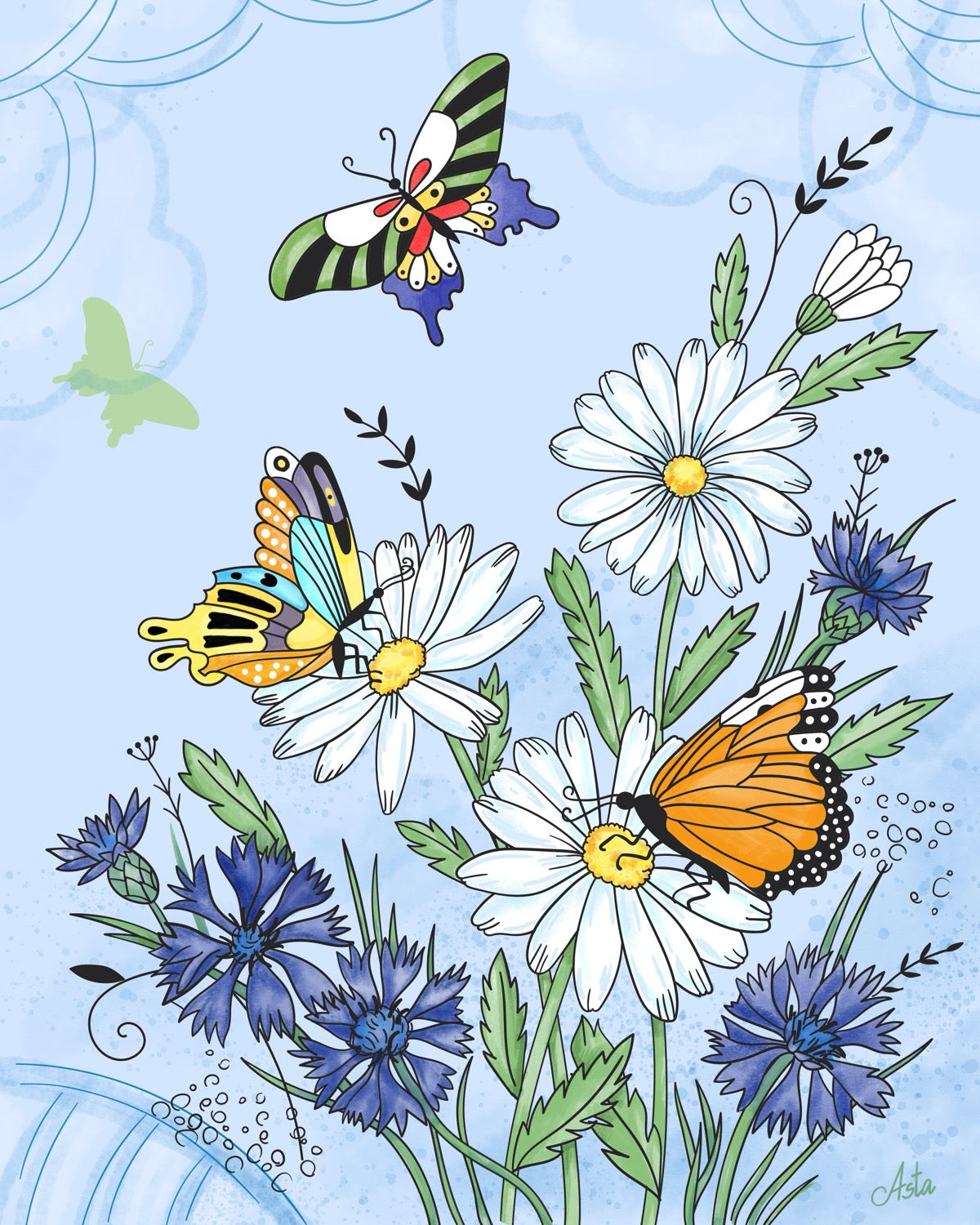 Newest Butterflies and daisies